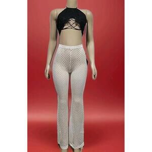 Tripp NYC Fishnet XS White Pants Gothic High Waisted WITH FREE TOP !! #CB3